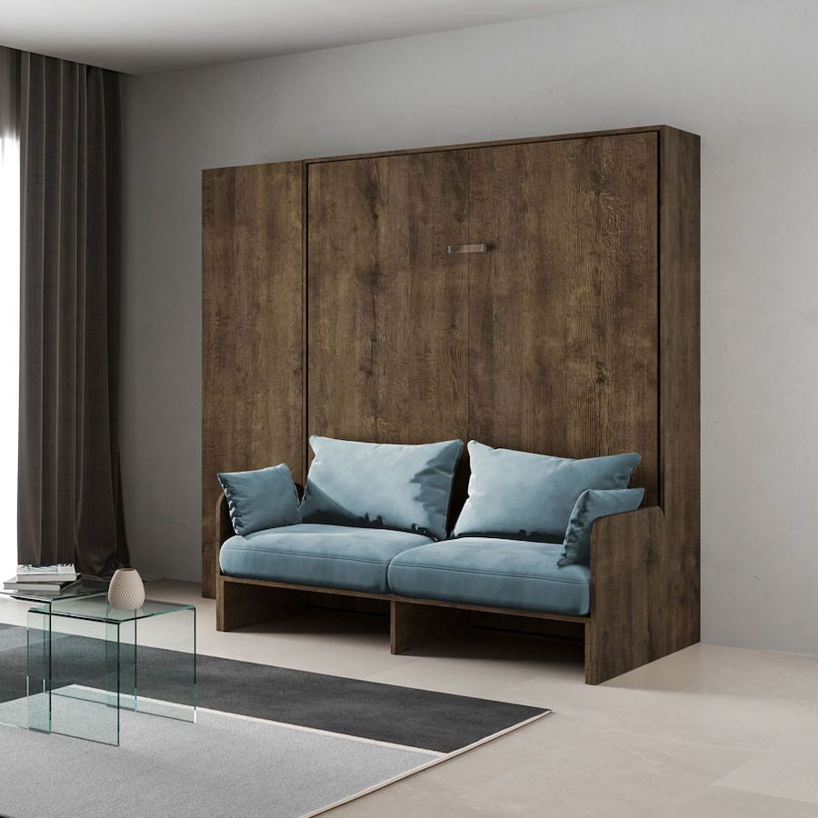 Letto matrimoniale a scomparsa con divano e colonna Lexton