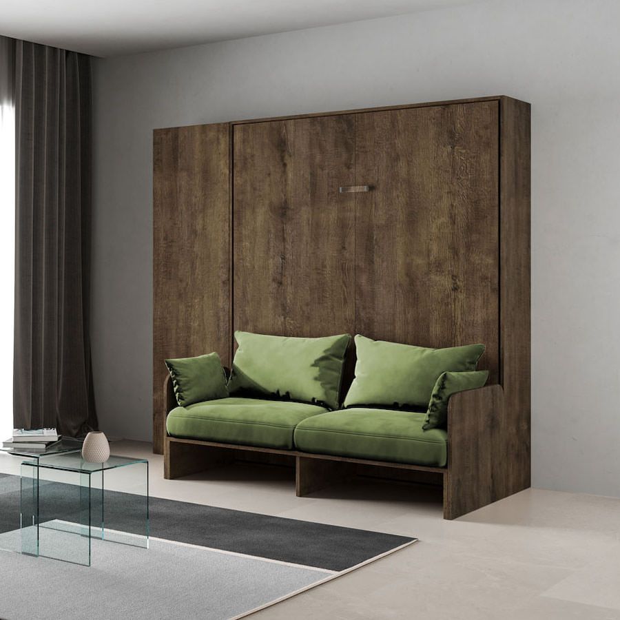 Letto matrimoniale a scomparsa con divano e colonna Lexton