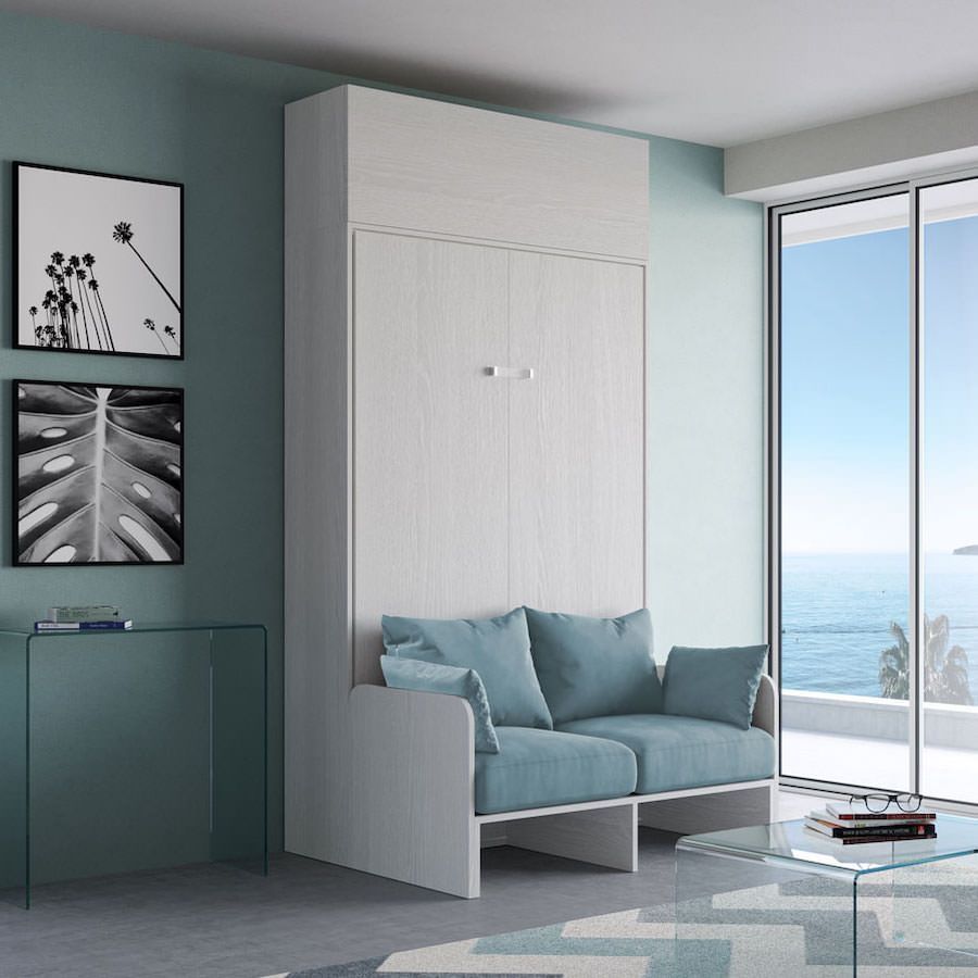 Letto a scomparsa con divano una piazza e mezza e pensile Lexton