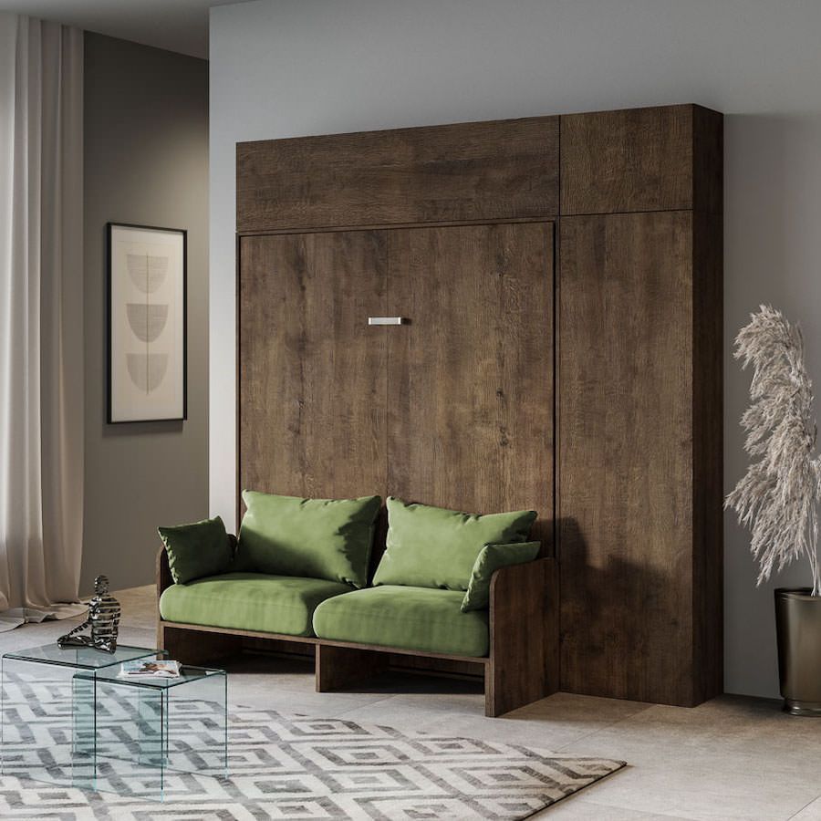 Letto matrimoniale a scomparsa con divano e mobili Lexton