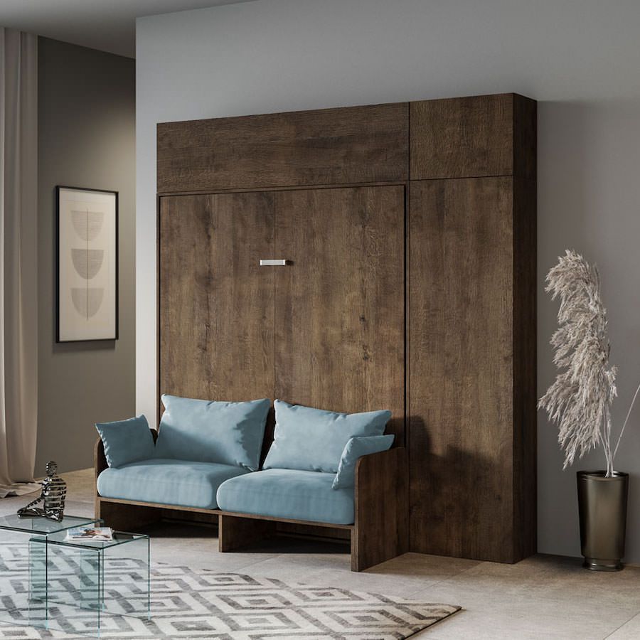 Letto matrimoniale a scomparsa con divano e mobili Lexton