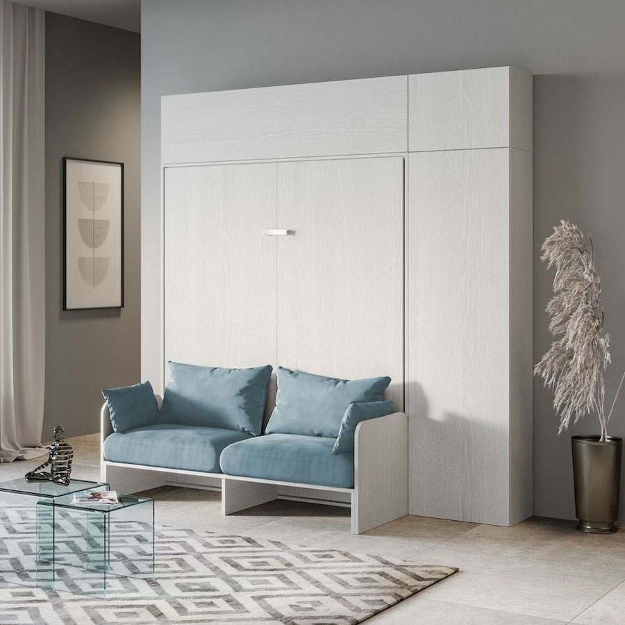 Letto matrimoniale a scomparsa con divano e mobili Lexton