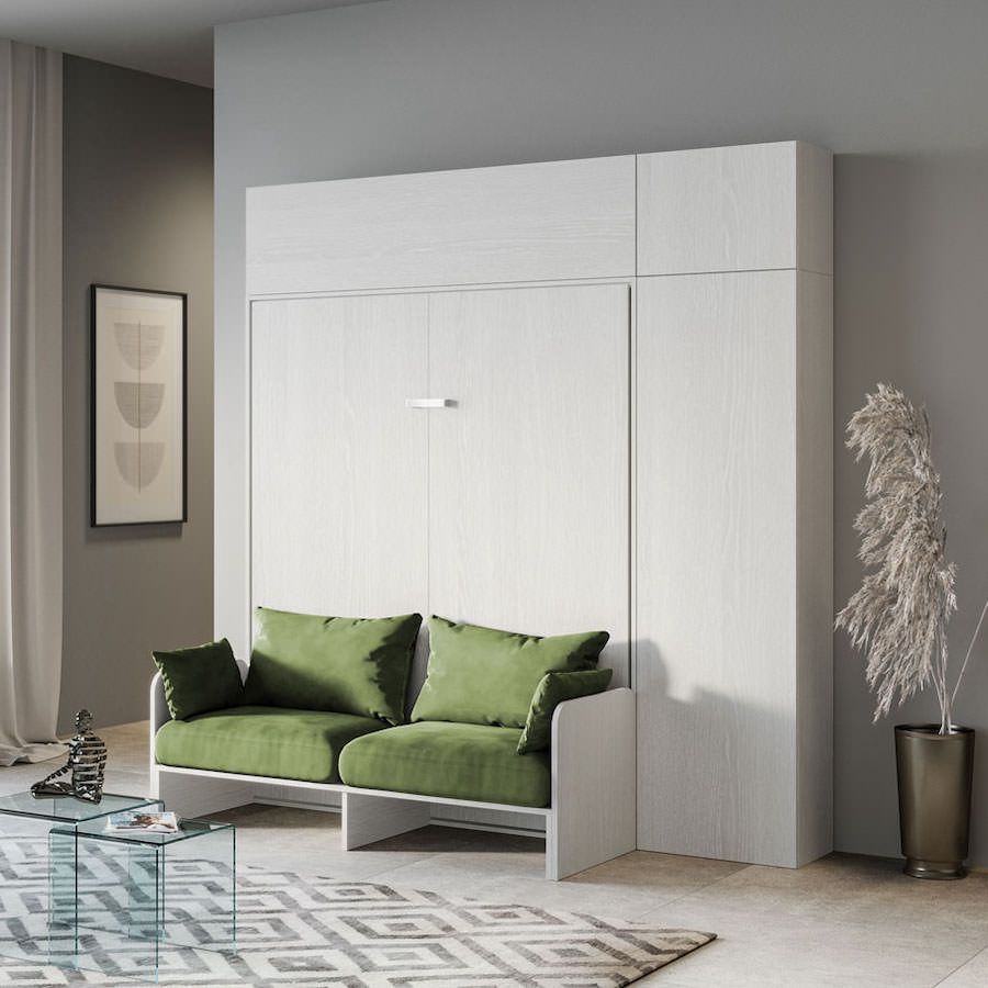 Letto matrimoniale a scomparsa con divano e mobili Lexton