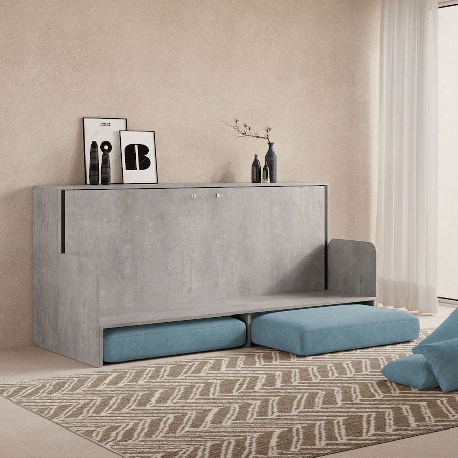 Letto singolo a scomparsa orizzontale con divano Auda