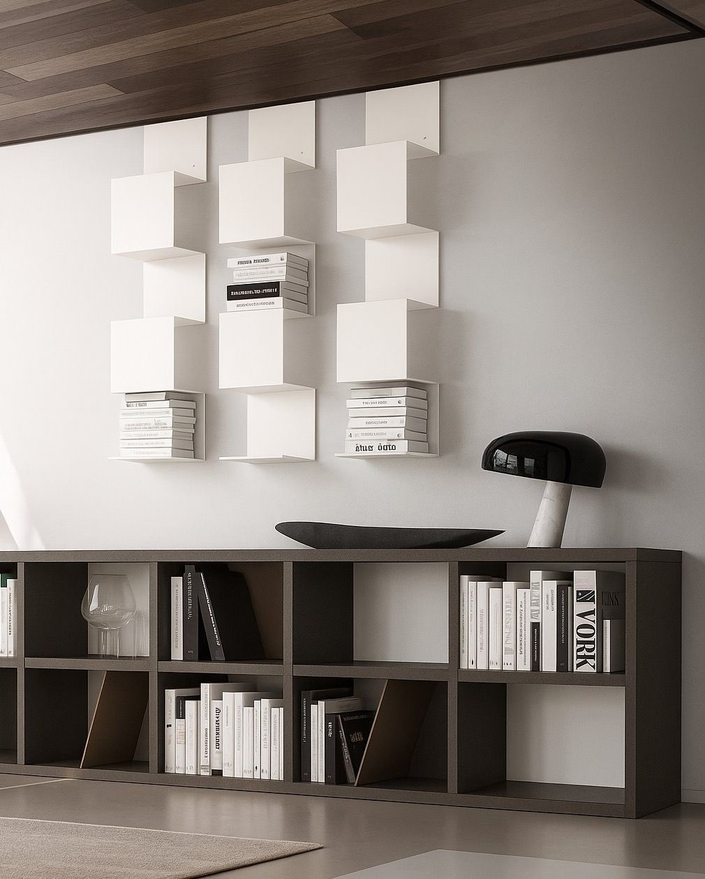 Libreria da parete moderna in acciaio Tilde