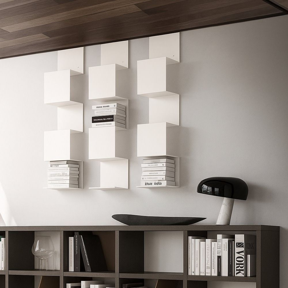 Libreria da parete moderna in acciaio Tilde