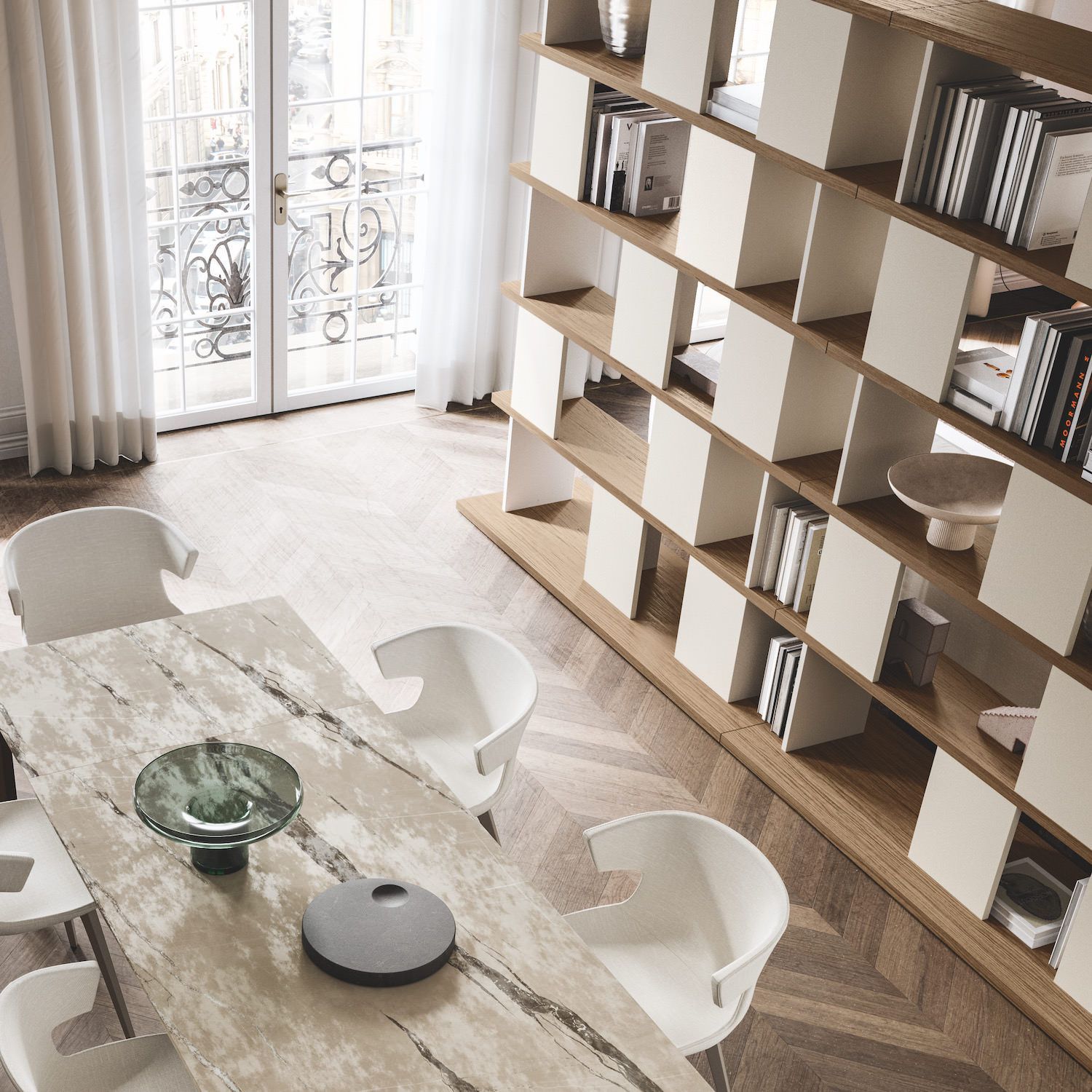 Libreria divisoria bifacciale autoportante Antero