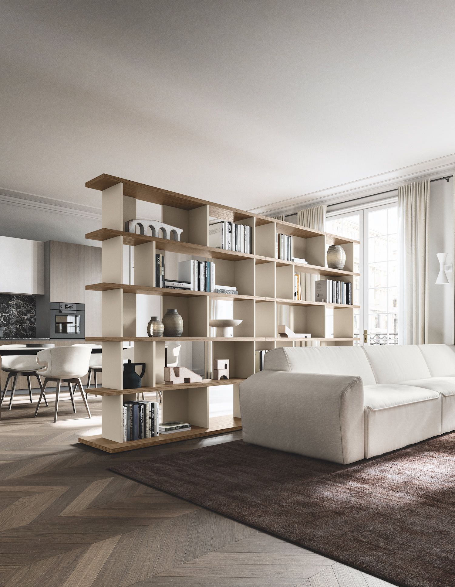 Libreria divisoria bifacciale autoportante Antero