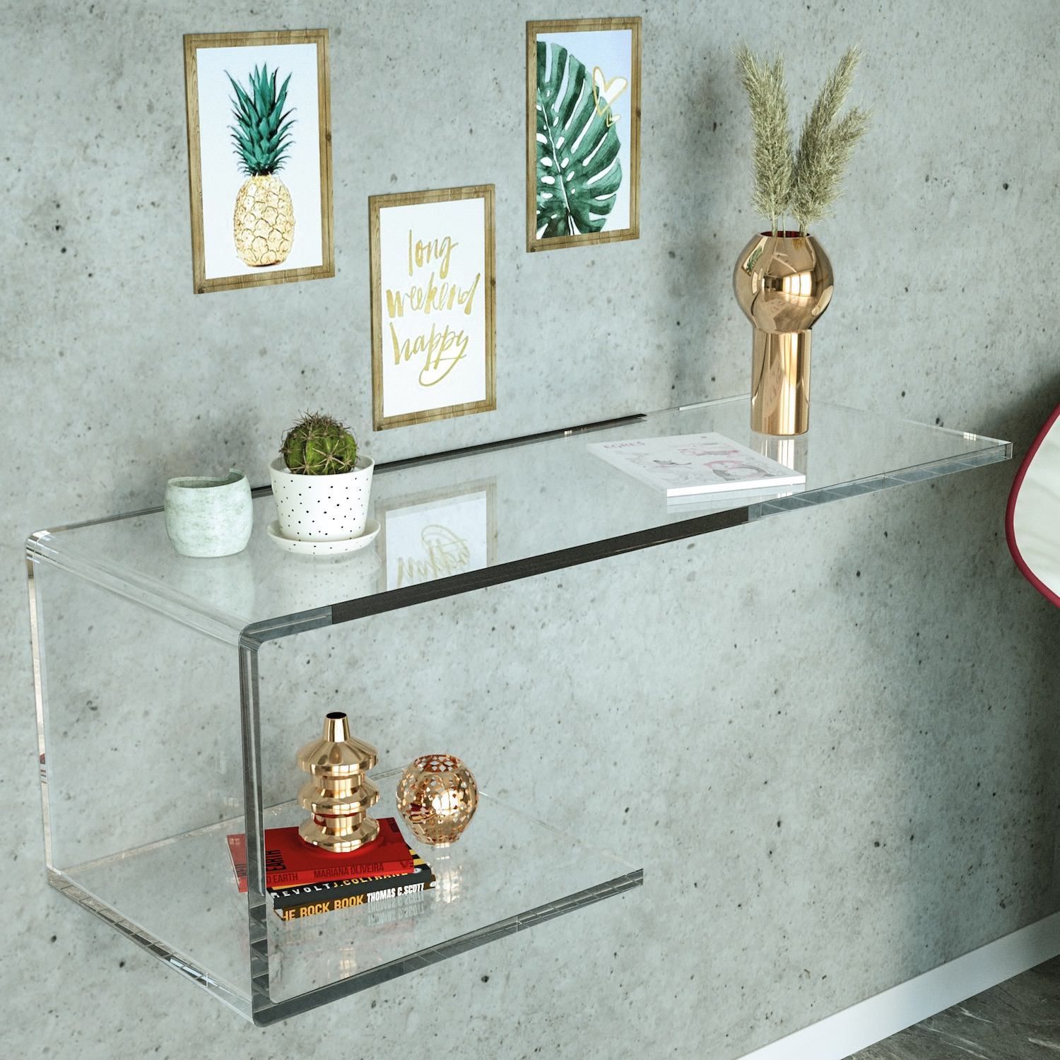 Mensola in plexiglass trasparente design moderno Benny