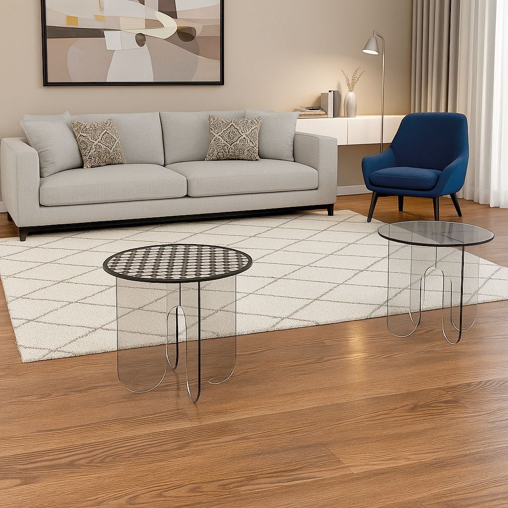 Tavolino da salotto rotondo in plexiglass trasparente Asser