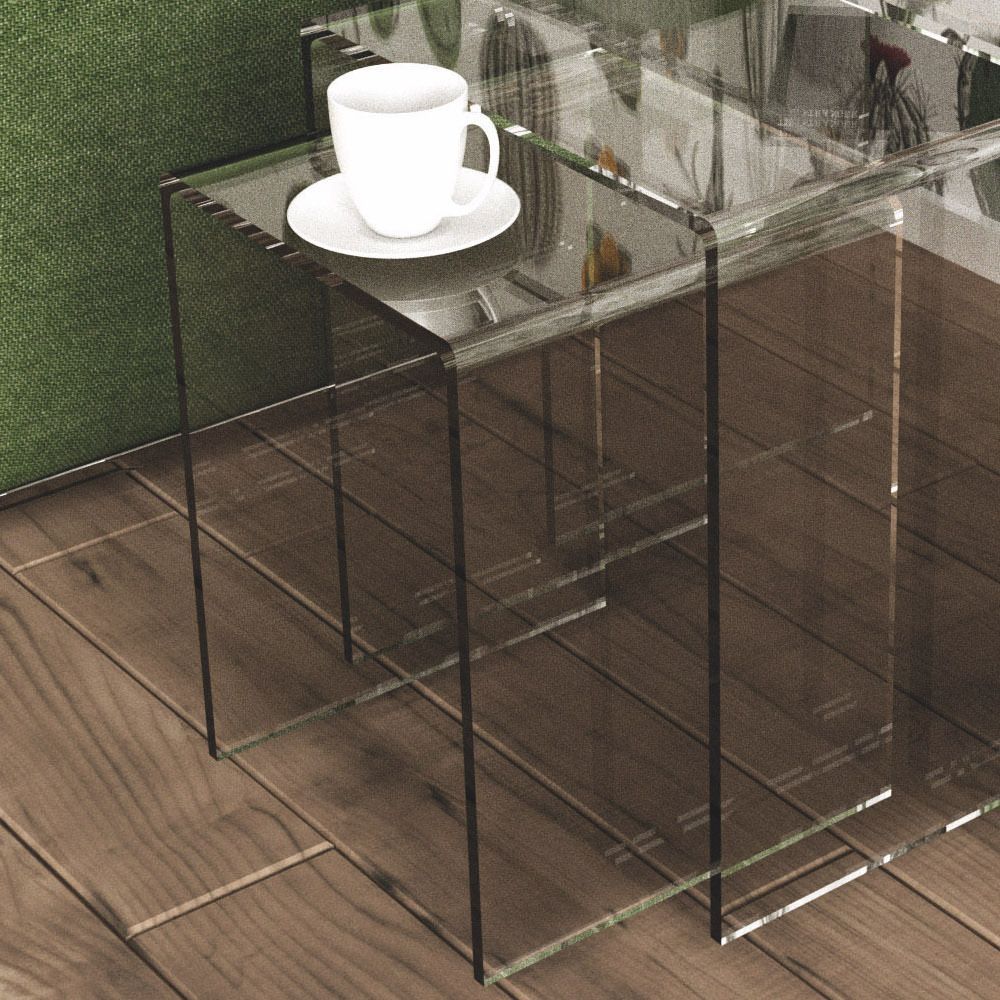 Set 3 tavolini da salotto in plexiglass Triade