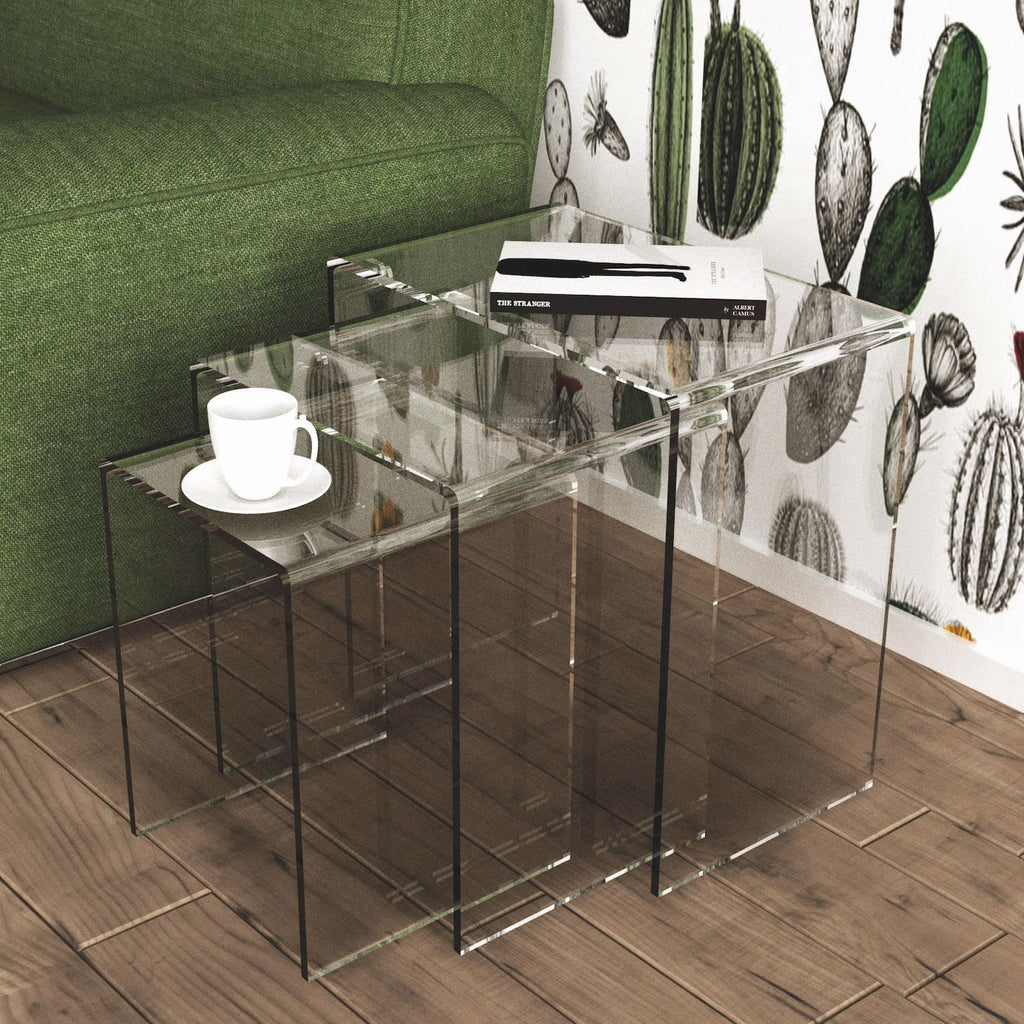 Set 3 tavolini da salotto in plexiglass Triade