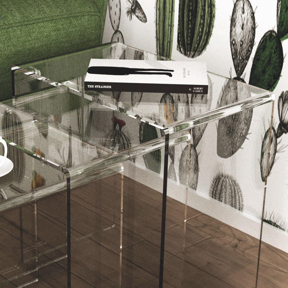 Set 3 tavolini da salotto in plexiglass Triade