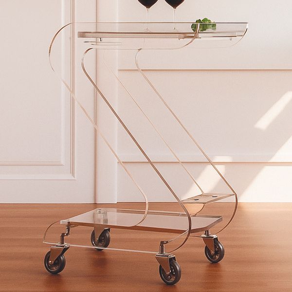 Carrello portavivande in plexiglass trasparente Serena