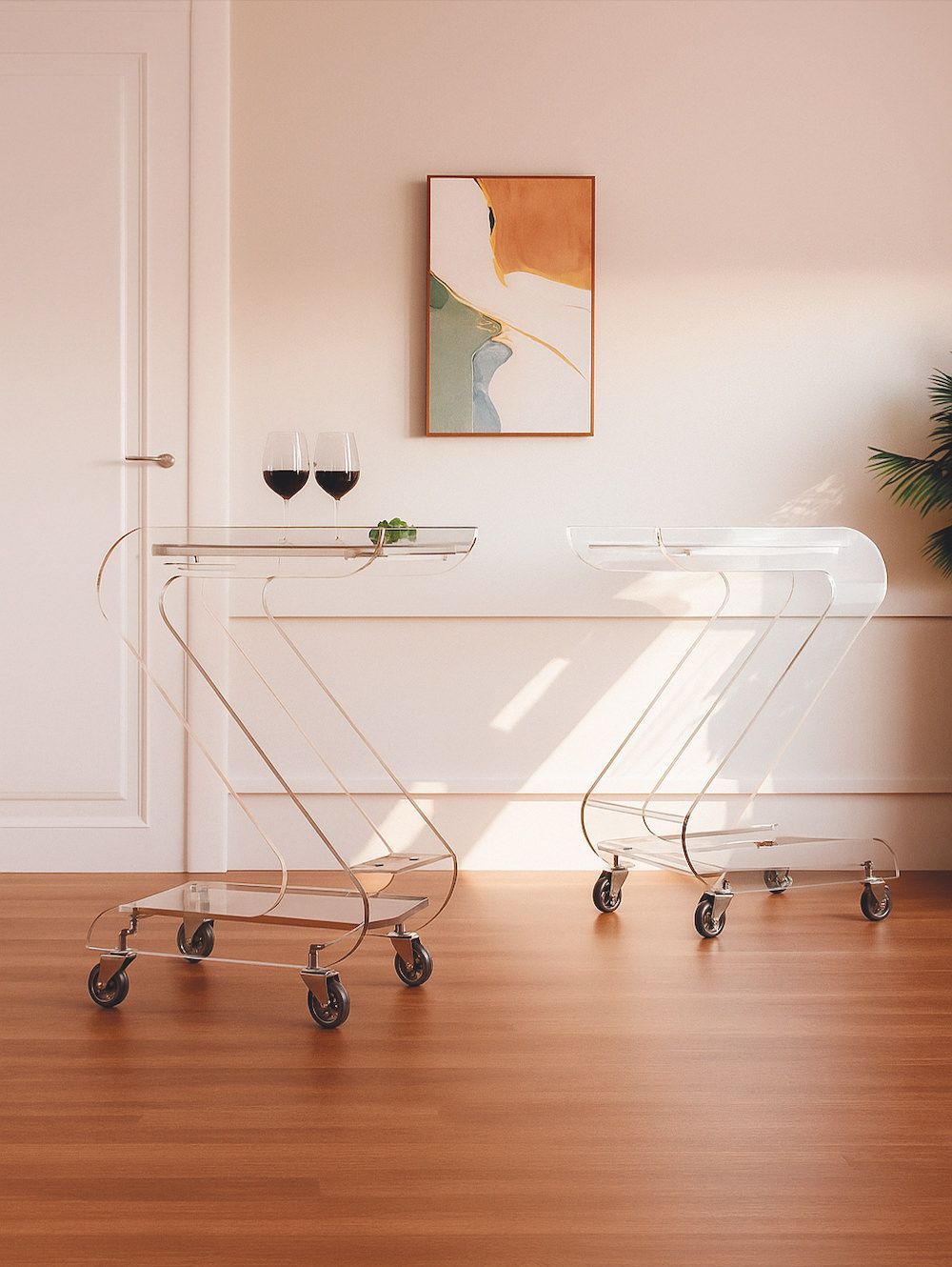 Carrello portavivande in plexiglass trasparente Serena