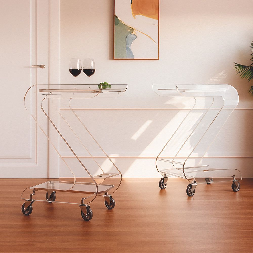 Carrello portavivande in plexiglass trasparente Serena