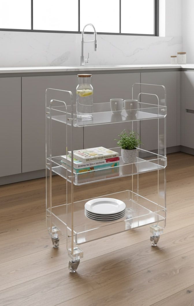 Carrello portavivande in plexiglass trasparente Adela