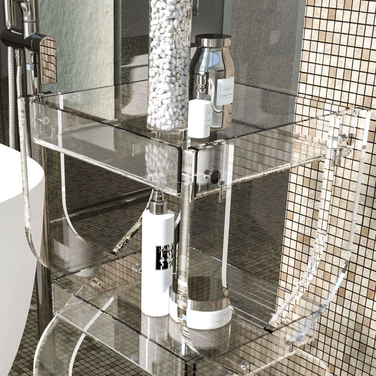 Carrello per cucina o bagno in plexiglass trasparente Rosita