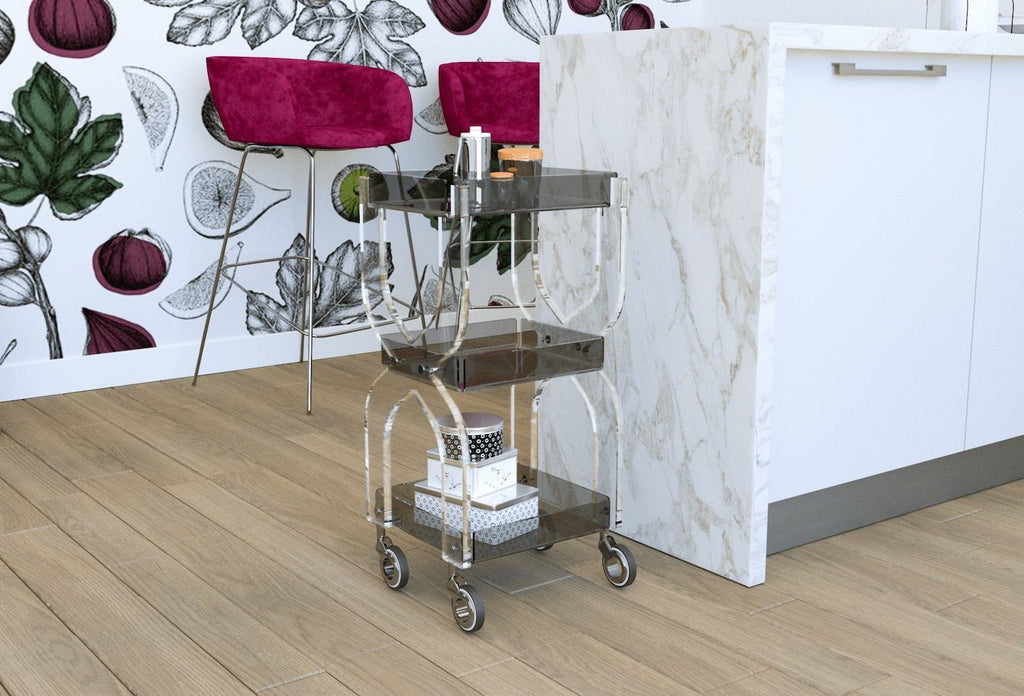 Carrello per cucina o bagno in plexiglass trasparente Rosita