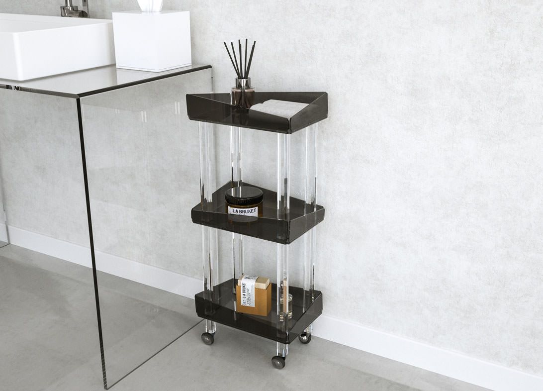 Carrello per cucina o bagno in plexiglass trasparente Lizzy
