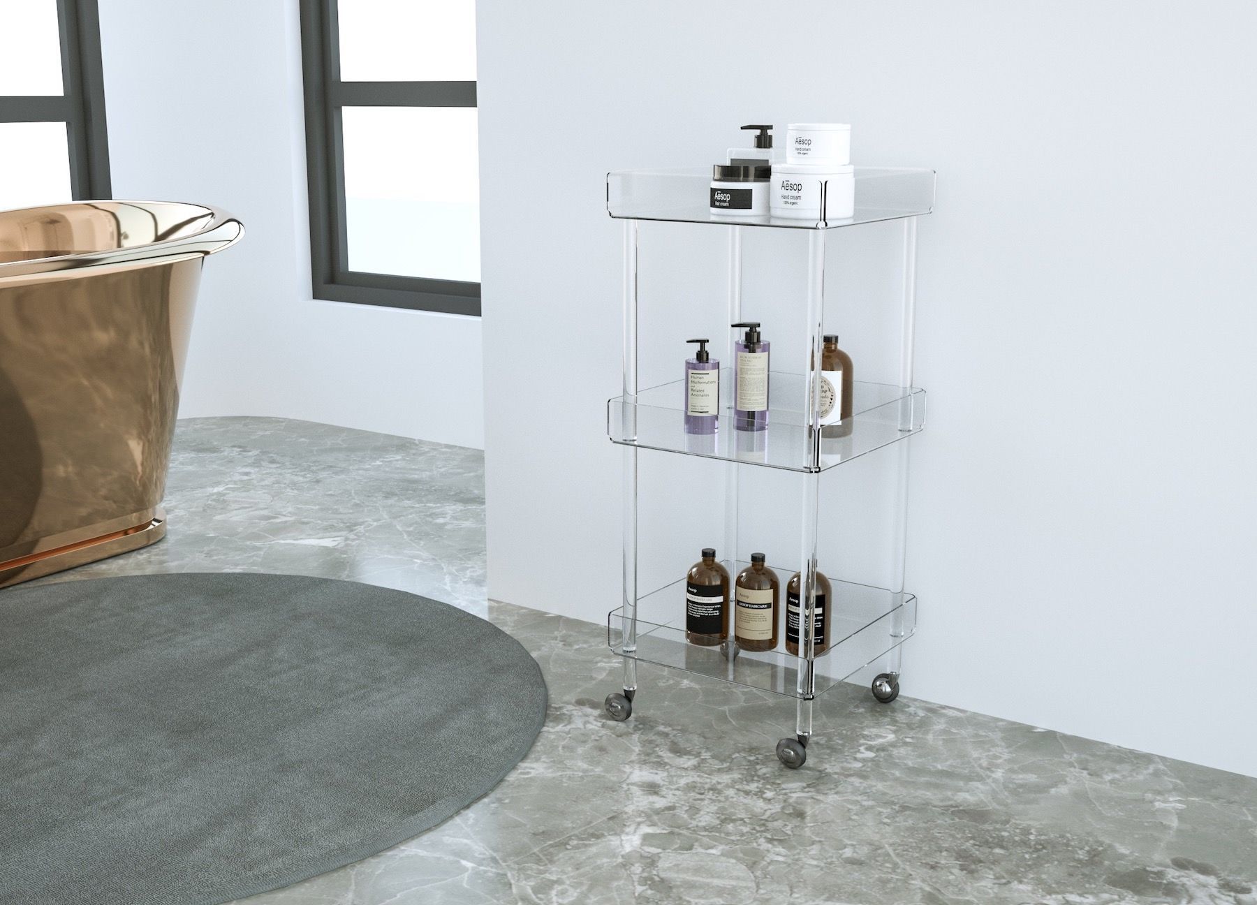 Carrello cucina design moderno in plexiglass Marion