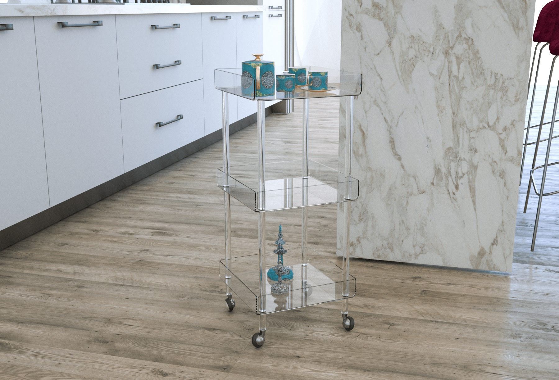 Carrello cucina design moderno in plexiglass Marion