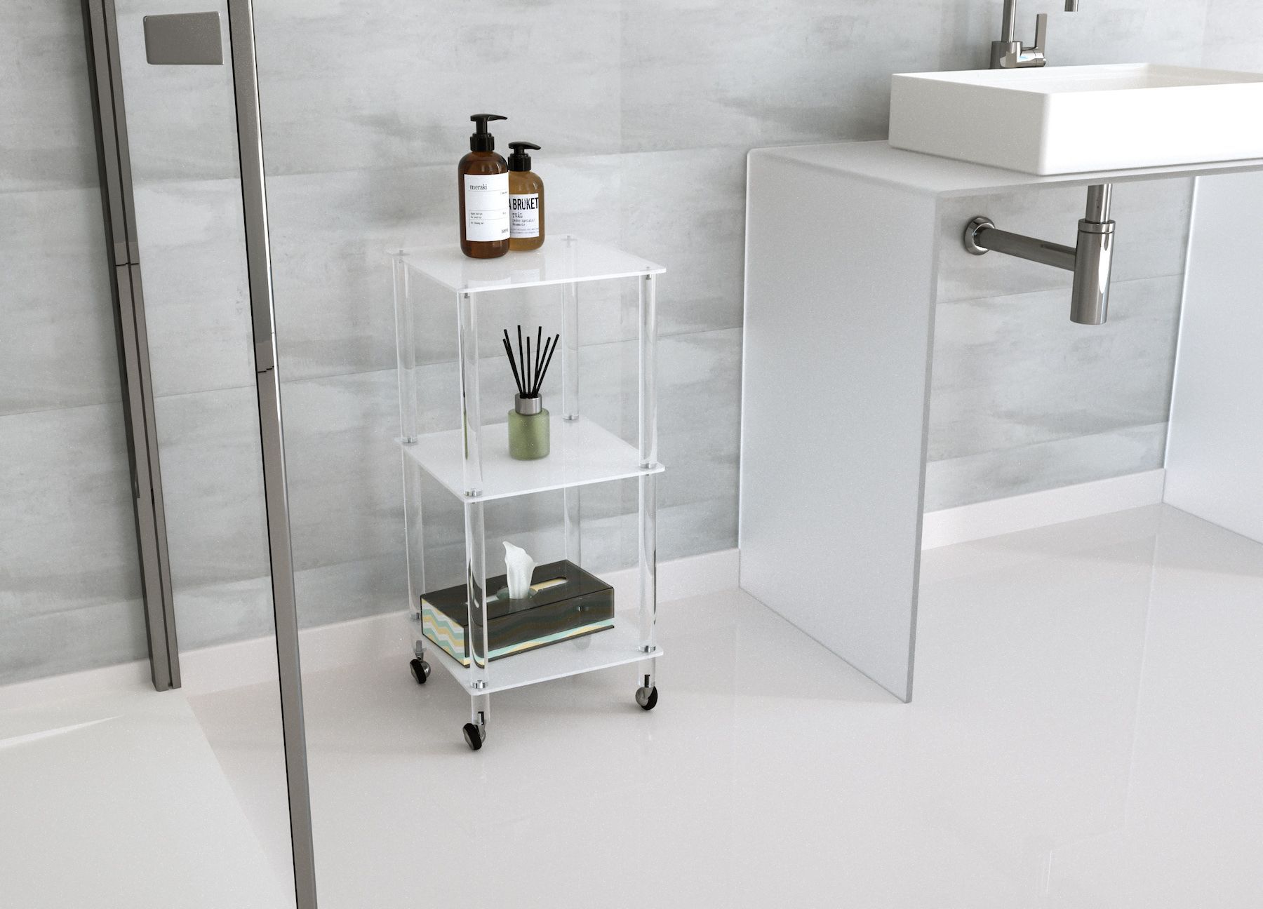 Carrello cucina o bagno in plexiglass Matilde