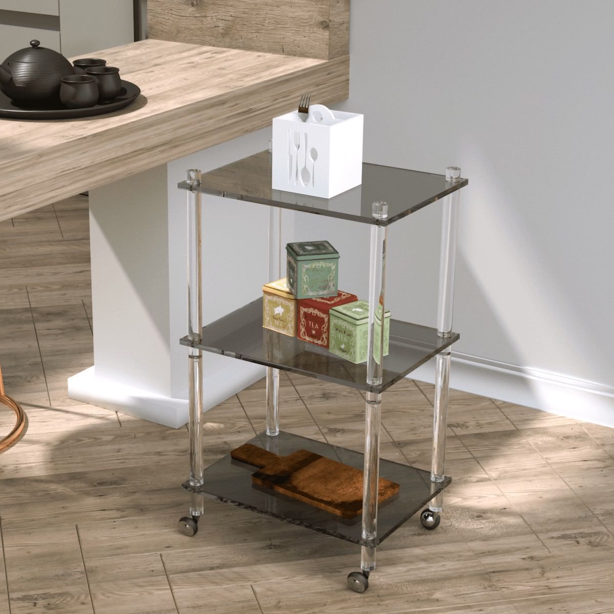 Carrello cucina o bagno in plexiglass Arianna