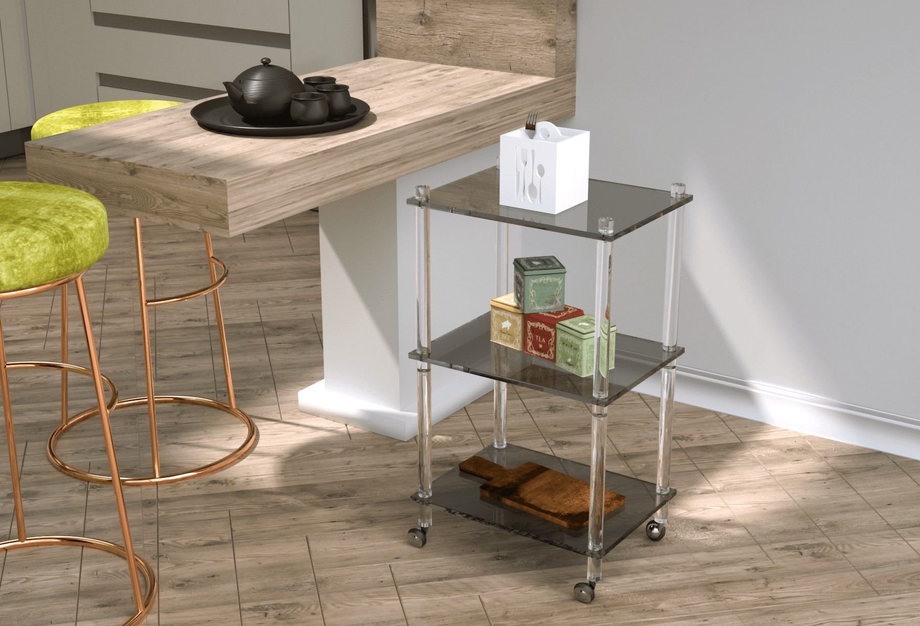 Carrello cucina o bagno in plexiglass Arianna