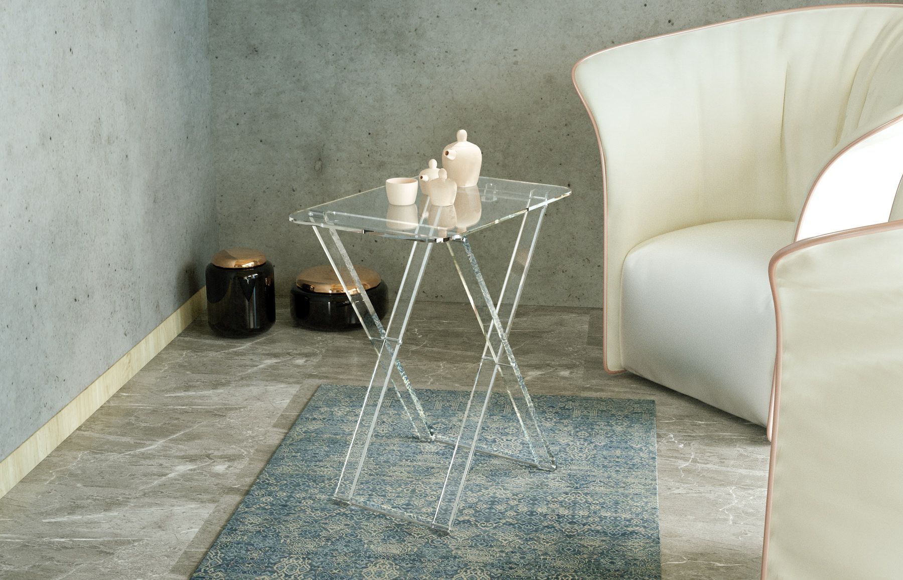 Tavolino pieghevole salvaspazio in plexiglass Milena