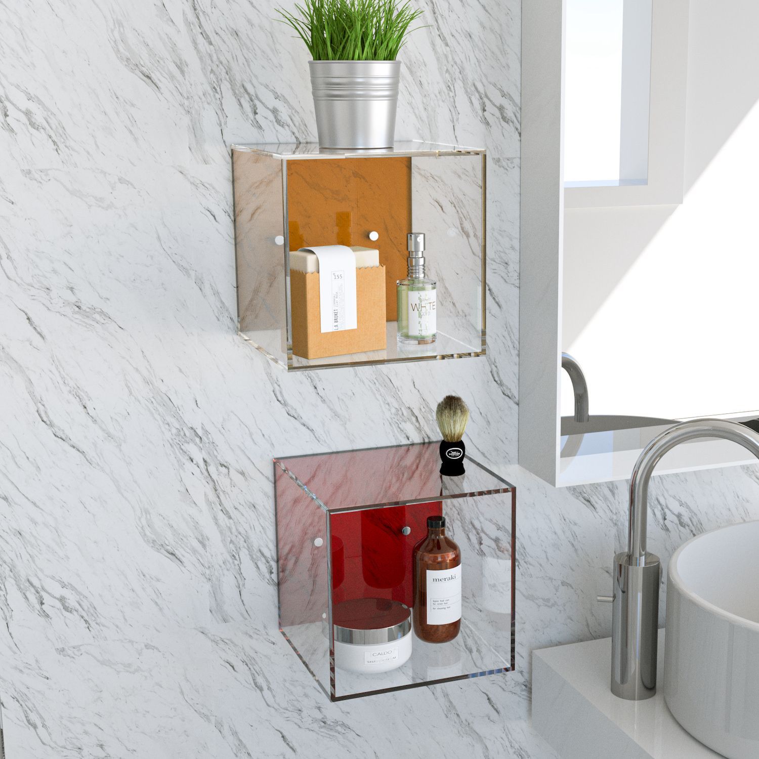 Cubo da parete in plexiglass trasparente o colorato Gimmi