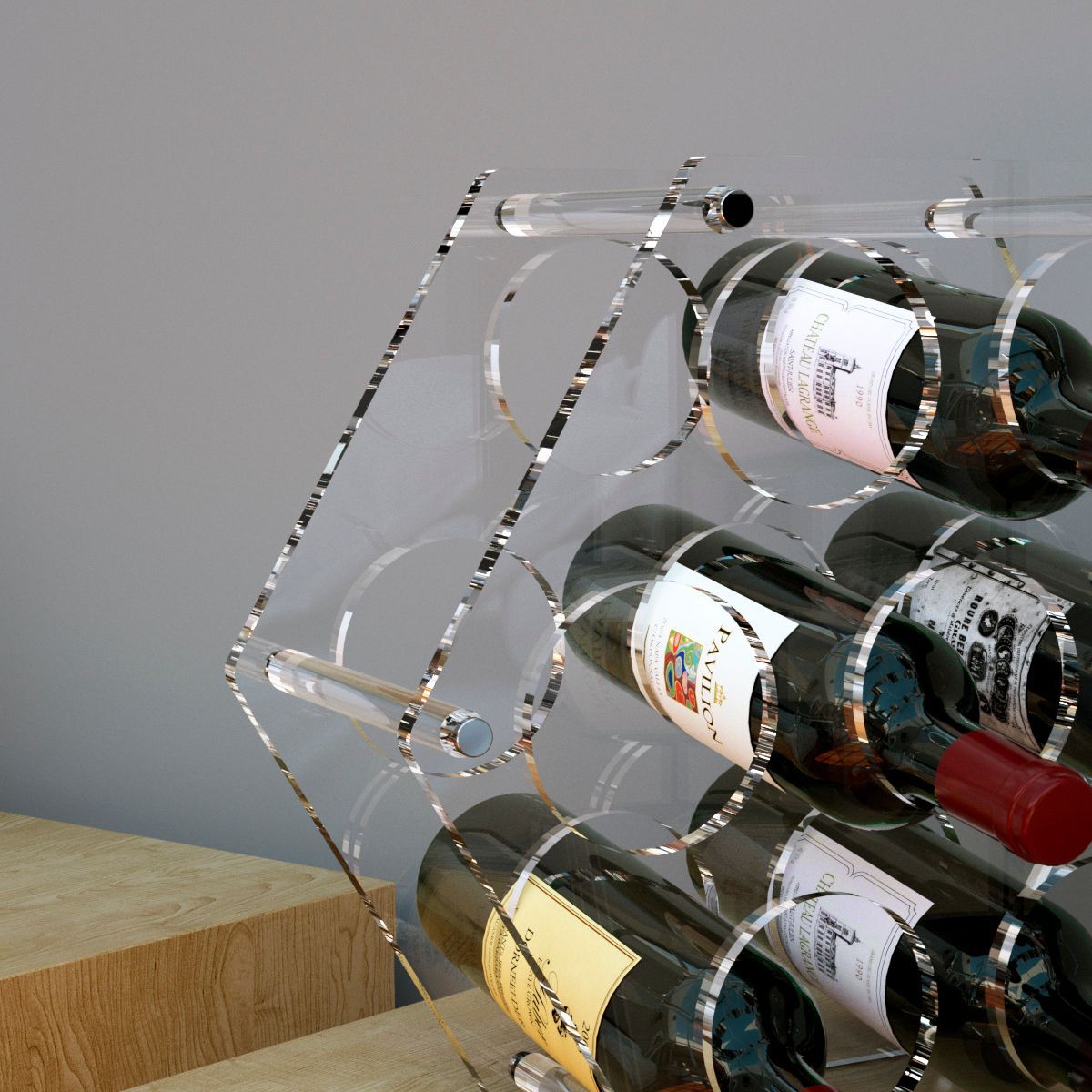 Portabottiglie vino da 8 posti in plexiglass Gleran