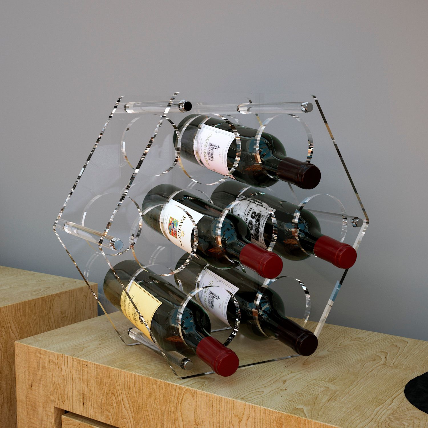 Portabottiglie vino da 8 posti in plexiglass Gleran