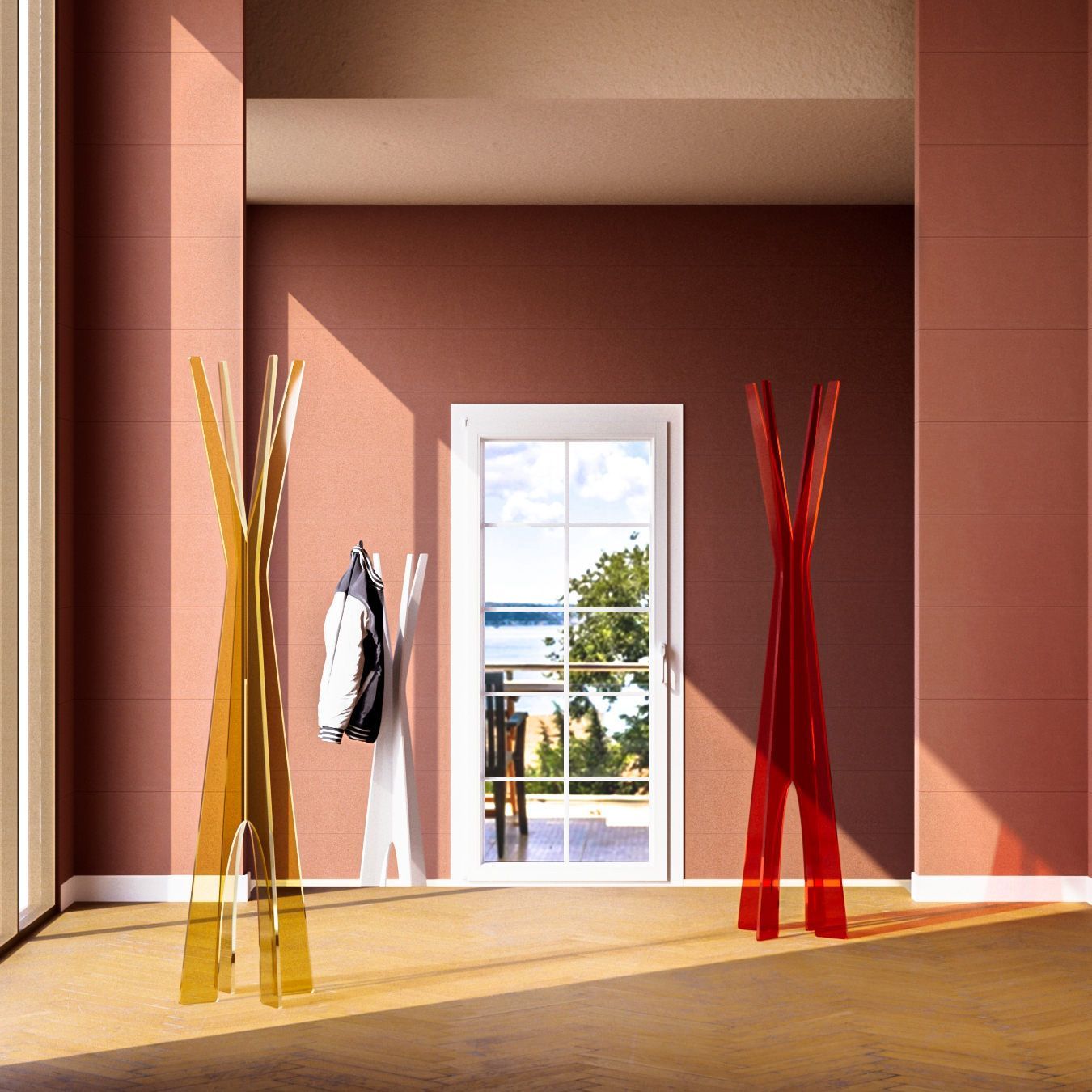 Appendiabiti da terra in plexiglass colorato Dremon