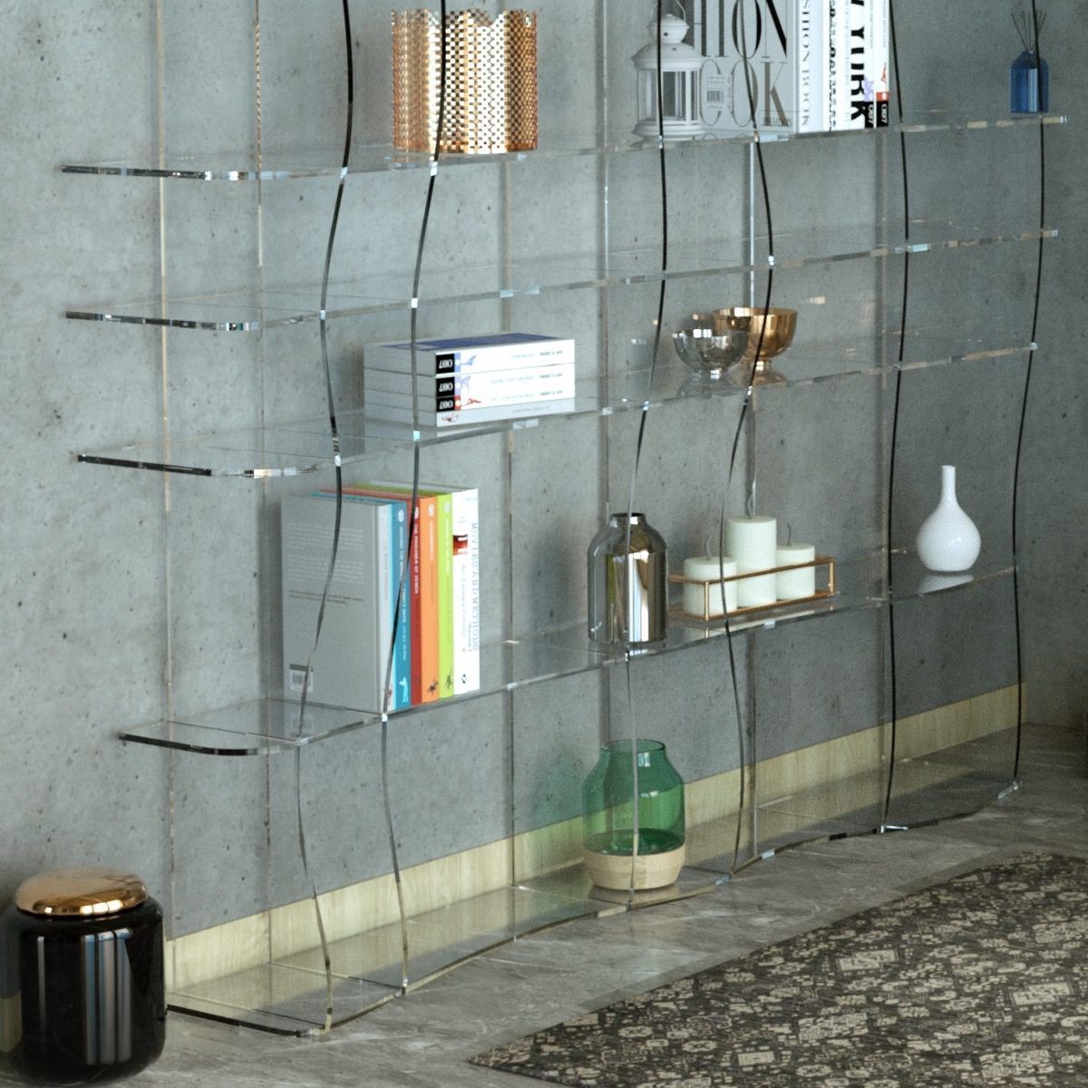 Libreria moderna in plexiglass Ocean