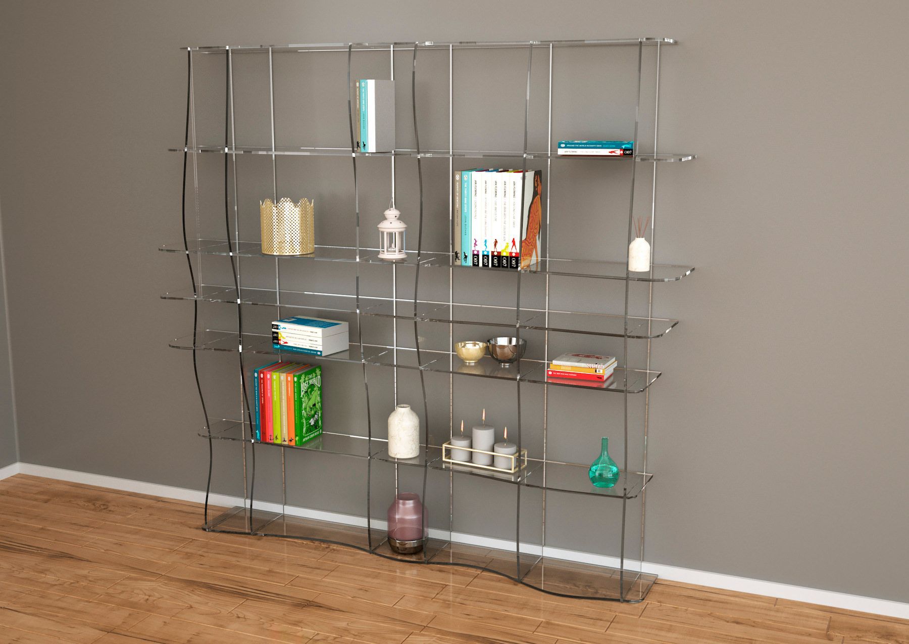 Libreria moderna in plexiglass Ocean