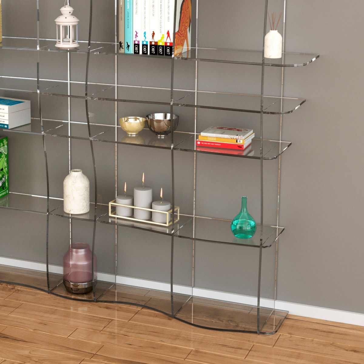 Libreria moderna in plexiglass Ocean