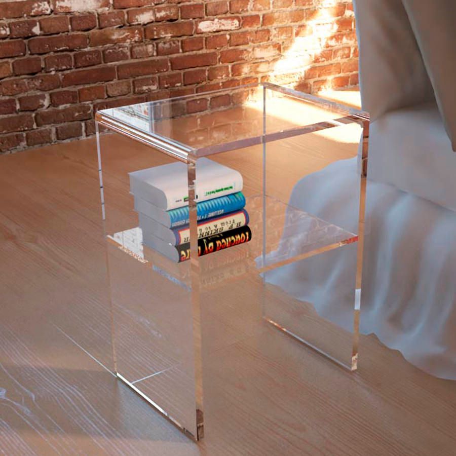 Comodino in plexiglass trasparente Bianka