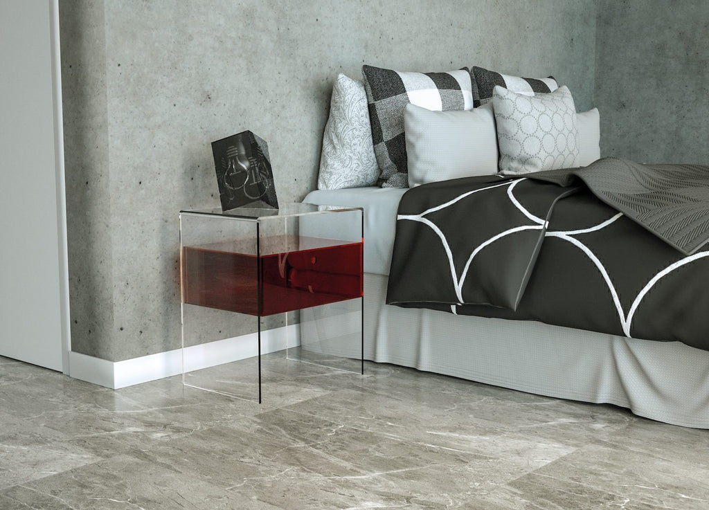 Comodino con cassetto in plexiglass Bianka