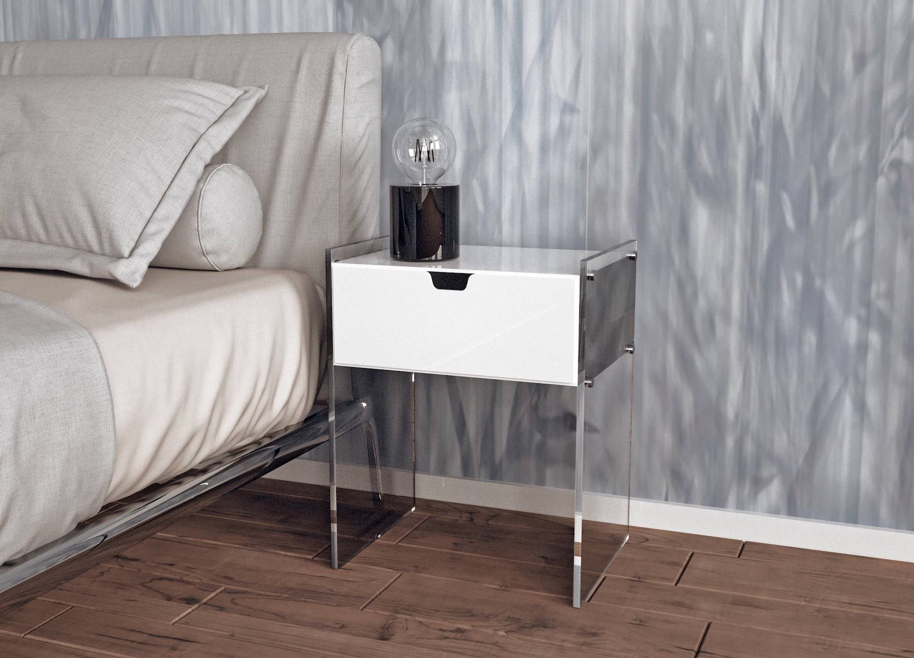 Comodino con cassetto in plexiglass Sleepy