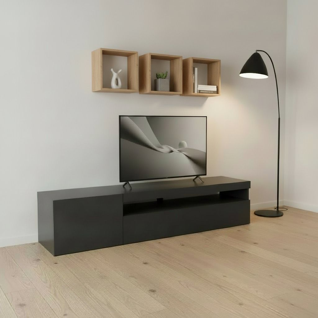 Base porta TV in legno 150 cm Bandol Anthrax