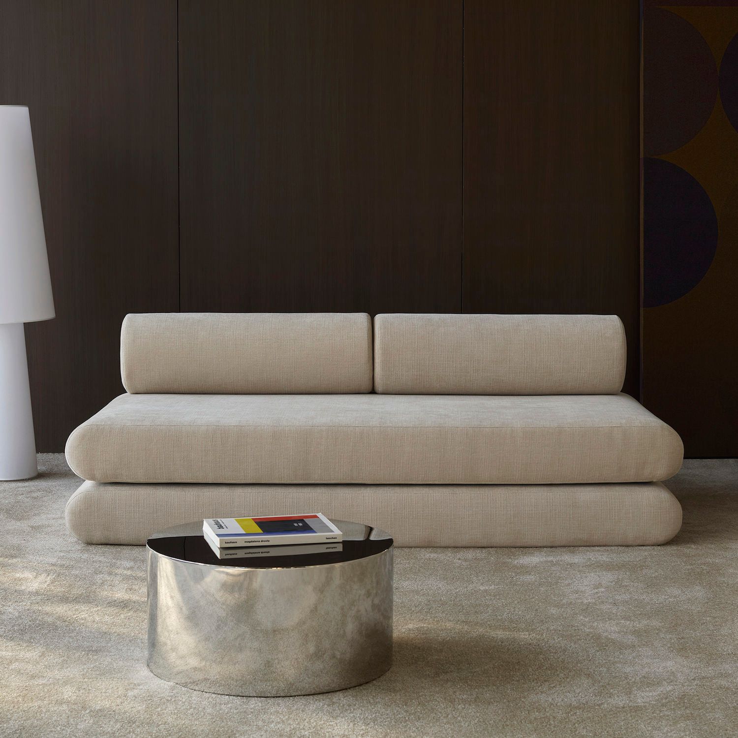 Divano letto singolo o matrimoniale design moderno Circlus Round - 410 Esina Almond Beige