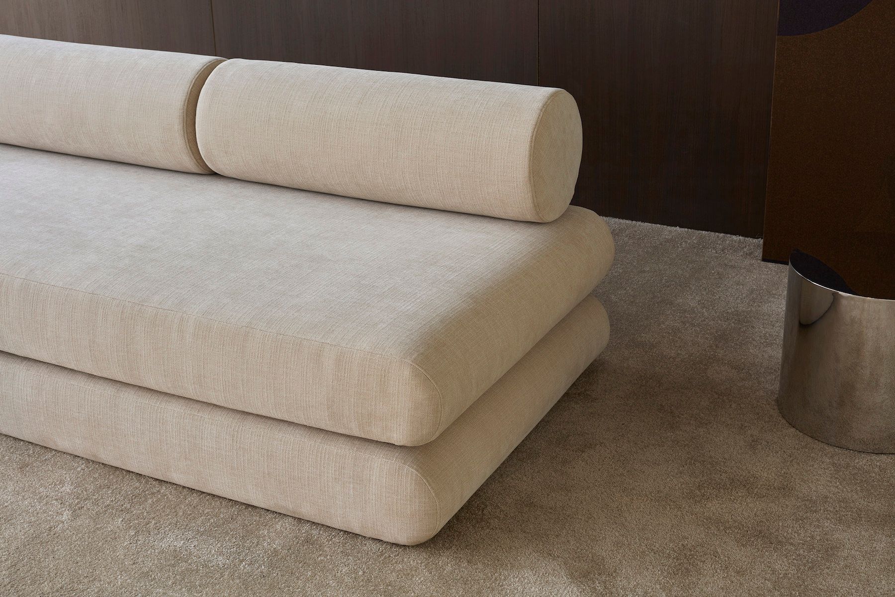 Divano letto singolo o matrimoniale design moderno Circlus Round - 410 Esina Almond Beige