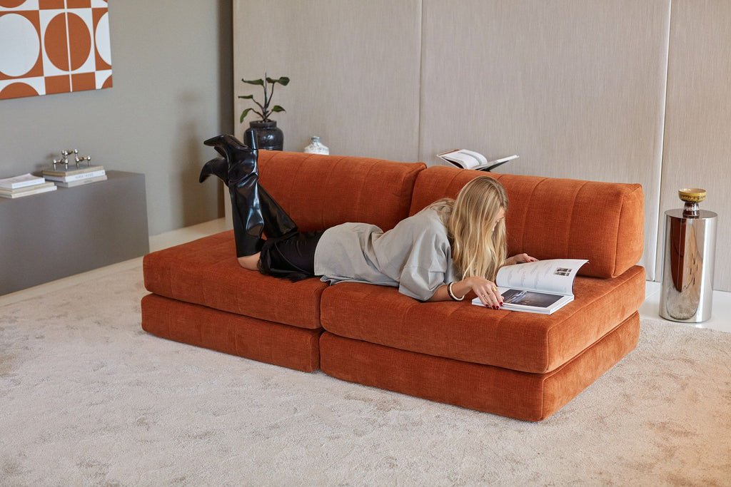 Divano letto matrimoniale sfoderabile Cozypad C01 - 412 Esina Rust Orange
