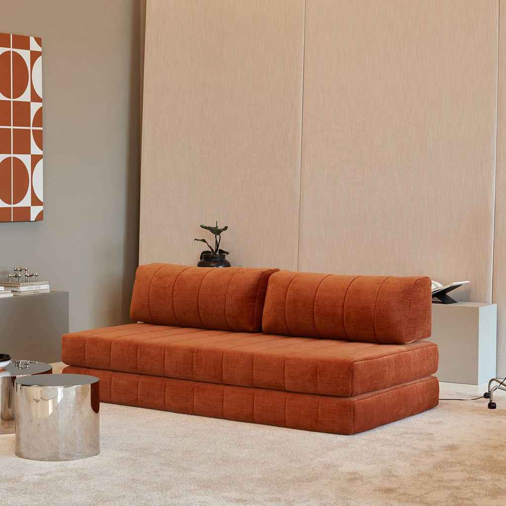 Divano letto matrimoniale sfoderabile Cozypad C01 - 412 Esina Rust Orange