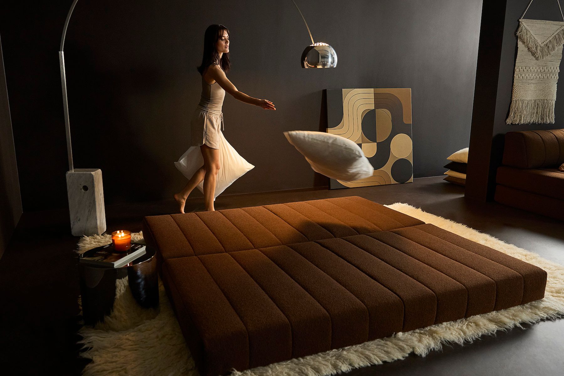 Divano letto matrimoniale sfoderabile Cozypad C02 - 359 Taura Cappuccino