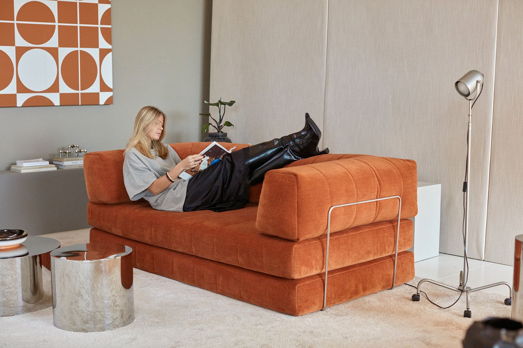 Divano letto matrimoniale sfoderabile Cozypad C02 - 412 Esina Rust Orange