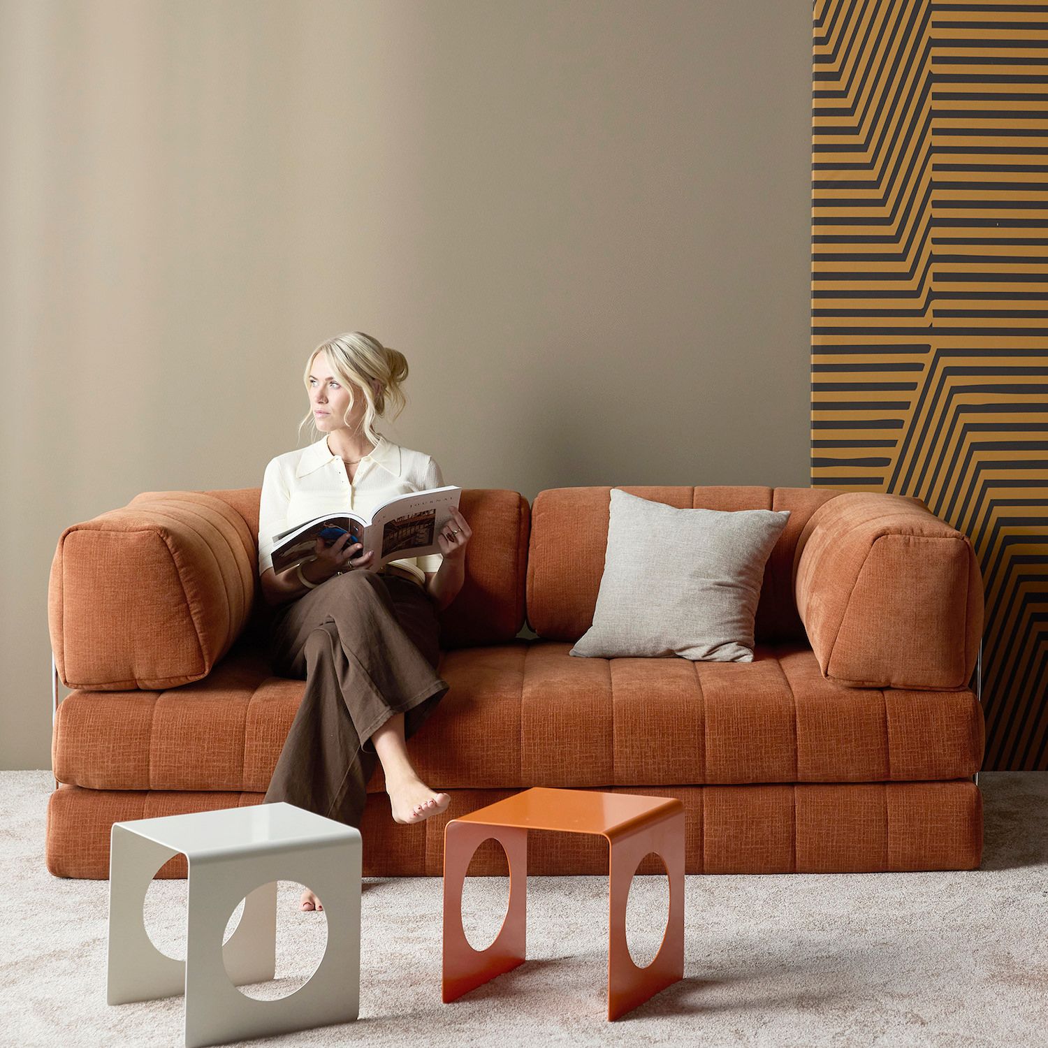 Divano letto matrimoniale sfoderabile Cozypad C02 - 412 Esina Rust Orange