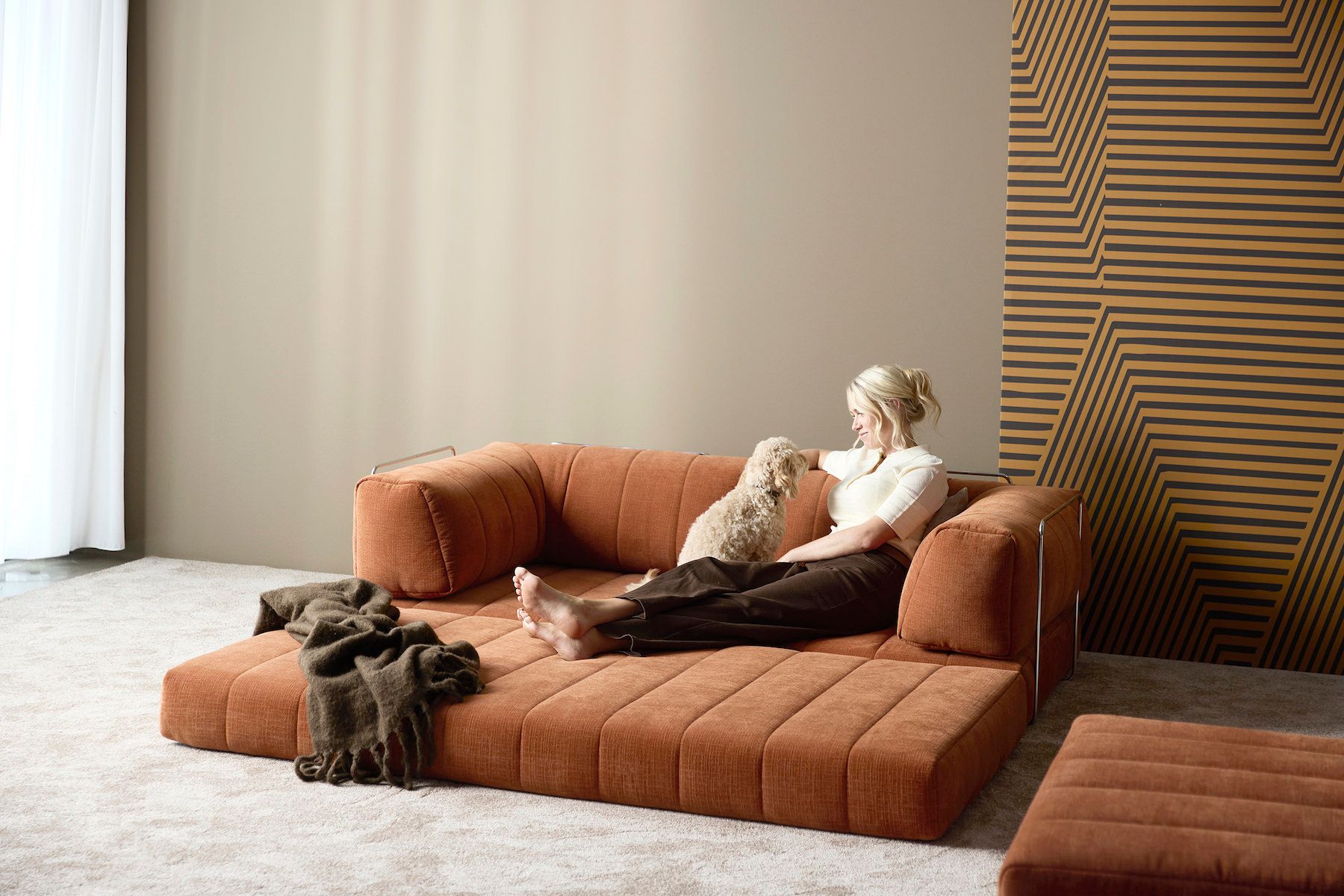 Divano letto matrimoniale sfoderabile Cozypad C02 - 412 Esina Rust Orange