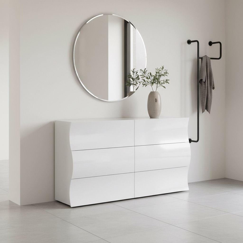 Credenza cucina con 6 cassetti bianco lucido Surf F